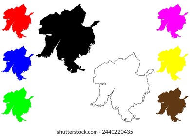 Panjin city (People's Republic of China, PRC) map vector illustration, scribble sketch Panjin Prefecture-level city map