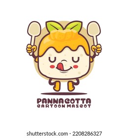 panna cotta cartoon mascot. italian food vector illustration. isolated on a white background