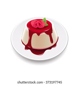 Panna cotta isolated on white photo-realistic vector illustration