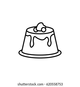 Panna cotta Italian dessert outline icon. 