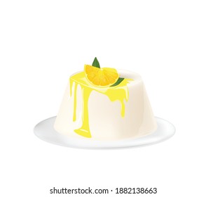 Panna cotta with lemon. vector