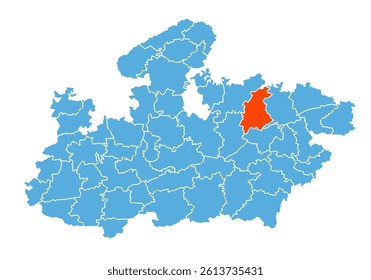 Panna District Map Highlighted on Madhya Pradesh State Map