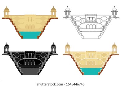 Panna Meena ka Kund stepwell in section