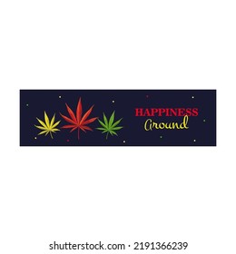 Panner Design With Cannabis Leaves. Bright Ganja And Text On Dark Background. Hemp And Legal Drug Concept. Template For Poster, Promotion Or Web Design