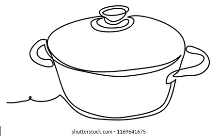 Pannikin Vector illustration isolated on white background. Continuous line drawing. Vector monochrome, drawing by lines
