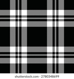 Pano plaid pattern fabric, vertical texture tartan background. Classical vector check textile seamless in black and white colors palette.
