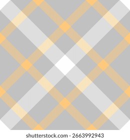 Pano plaid Textur nahtlos, grafische Hintergrund Stoff Textil. Kostüm Tartan Muster überprüfen Vektor in Silber und Bernsteinfarben Palette.