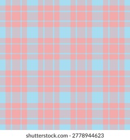 Pano vector pattern seamless, 1970s check fabric textile. Silky plaid background texture tartan in white and light colors palette.
