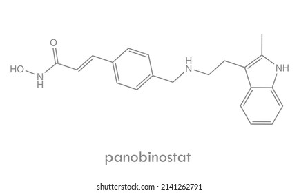 Panobinostat Structure. Chemotherapy Drug Molecule. Used In Treatment Of Multiple Myeloma Other Types Of Cancer.