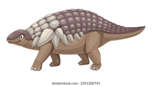 Panoplosaurus dinosaur funny cartoon character. Paleontology reptile, prehistoric animal or extinct dinosaur vector childish character. Jurassic era Panoplosaurus lizard comical personage or mascot