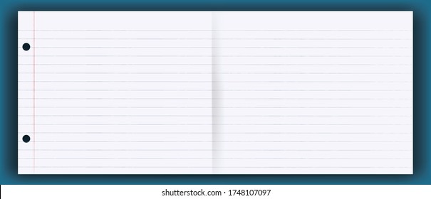 Panorama 2 pages financial business education grid paper note concept background book student with thick line. Vector illustration design.