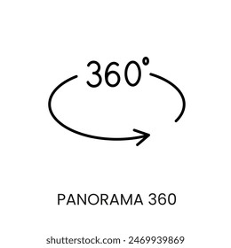 Panorama 360 línea Vector para el embalaje en la cámara cctv con trazo editable