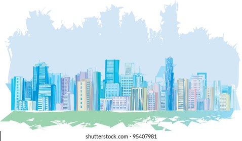 Panorama of abstract city.