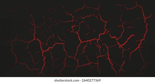 Panorama of a barren wasteland with cracked soil and barely visible sunlight amid an approaching sandstorm. Ecological problem concept. vector