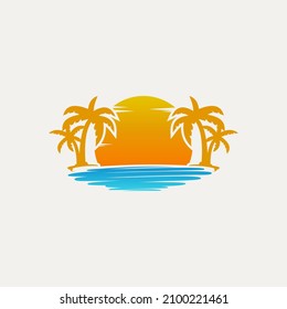 diseño de logotipo de playa panorámica