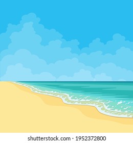 Panorama of the beach and the sea. Vector graphics.