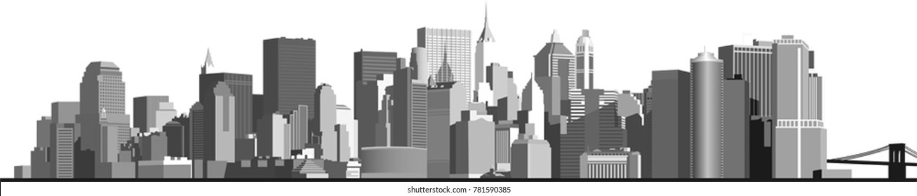 Panorama of the big city. This illustration is an EPS10 file and contains several transparencies blend wich its easily editable in separate layers. Vector illustration scale to any size.