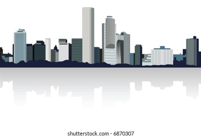 Panorama of the big city. Urban background. Vector illustration