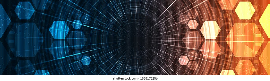 Panorama Binary Security on Technology Background,Hi-tech Digital and sound wave Concept design,Free Space For text in put,Vector illustration.