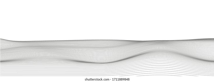 Panorama Black Dynamic Line auf weißem Hintergrund, Design der Digital Sound Wave, Vektorillustration