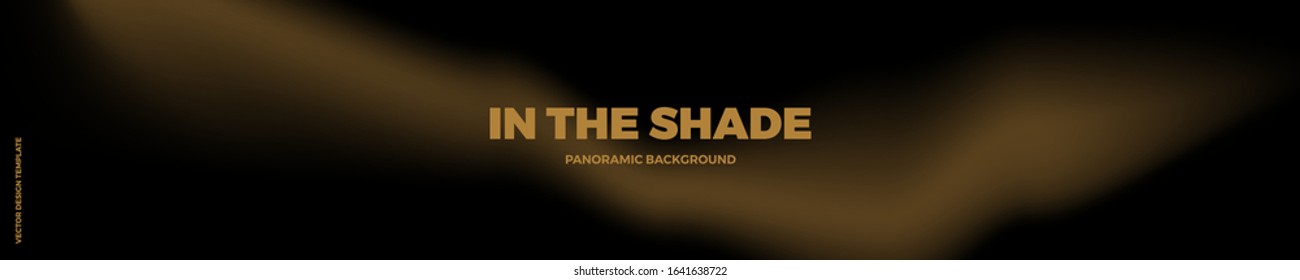 Panorama. Black and golden abstract background with vibrant gradient shapes. Trendy design template for banners, flyers, covers, presentations, identity, landing pages. Vector illustration. 