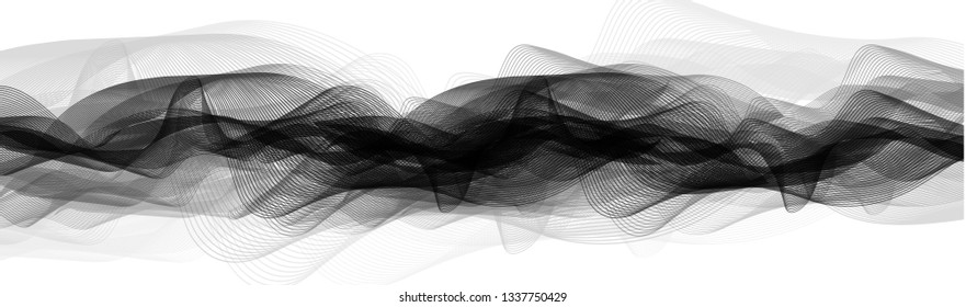 Panorama black and white Sound Wave background,Earthquake wave diagram concept; design for education and science; Vector Illustration.