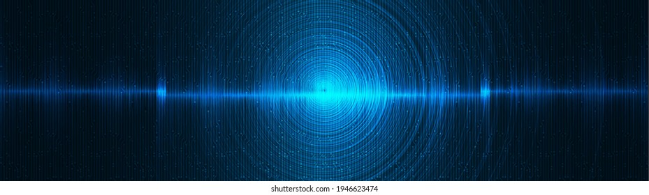 Panorama Blue Equalizer Digital Sound Wave technology and earthquake wave diagram concept,design for music studio and science,Vector Illustration.