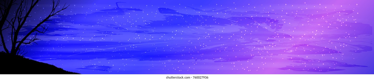 a panorama of a blue sky and a tree. illustration for your design. vector horizontal orientation