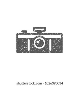 Panorama camera icon in grunge texture. Vintage style vector illustration.