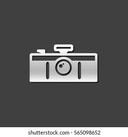 Panorama camera icon in metallic grey color style. Landscape nature architecture