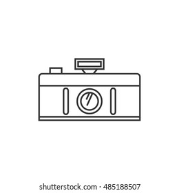Panorama camera icon in thin outline style. Landscape nature architecture photography lens