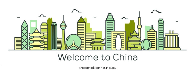 Panorama of China. Vector