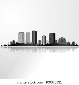 Panorama city background. Vector illustration.