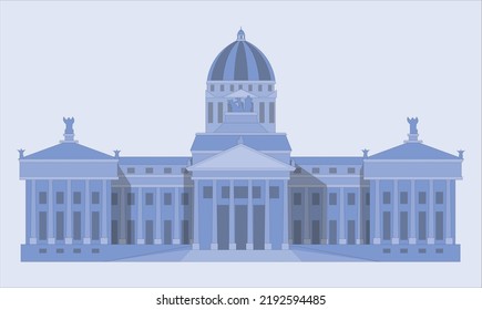 Panorama of the city of Buenos Aires. Aerial panorama of the square near Congreso. vector illustration isolated. Argentina National Congress building facade