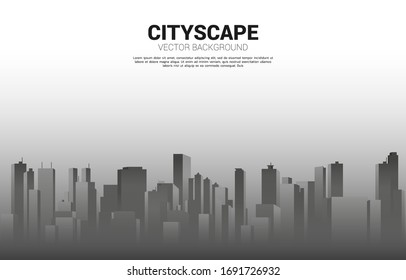 Panorama city Building background with light and shadow. Background for big city and urban life.