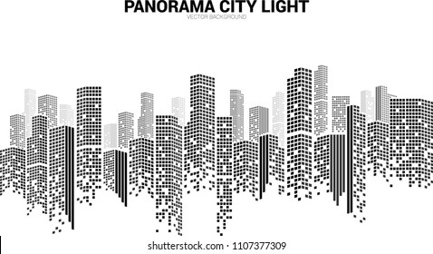 Panorama city Building background with windows pixel shape