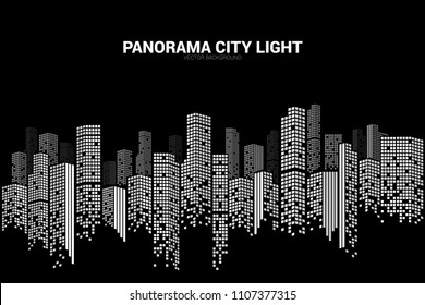 Panorama city Building background with windows pixel shape