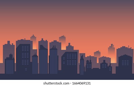 Panorama de la ciudad con edificios rascacielos.