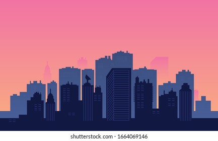 Panorama of the city with buildings skycraper.