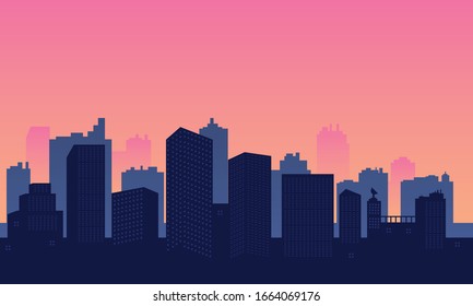 Panorama der Stadt mit Gebäuden Skycraper.
