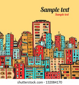 Panorama of the city cartoon illustration - vector