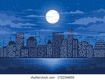 Panorama city of light illustration vector