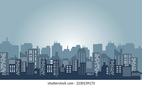 Panorama of the city with many high rise apartments and offices