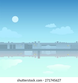 Panorama of city in the twilight