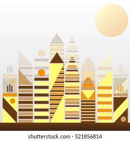 Panorama city vector background. Abstract colorful town. Vector illustration for your amazing design.