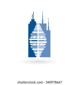 Panorama city vector background.Abstract town. Vector illustration.