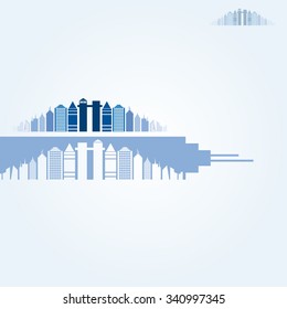 Panorama city vector background.Abstract town. Vector illustration.
