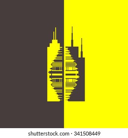 Panorama city vector background.Abstract town. Vector illustration.