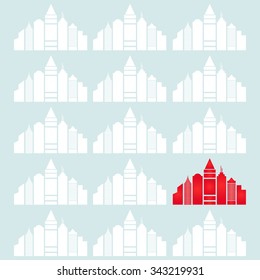 Panorama city vector background.Abstract town. Vector illustration.
