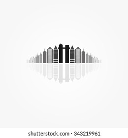 Panorama city vector background.Abstract town. Vector illustration.
